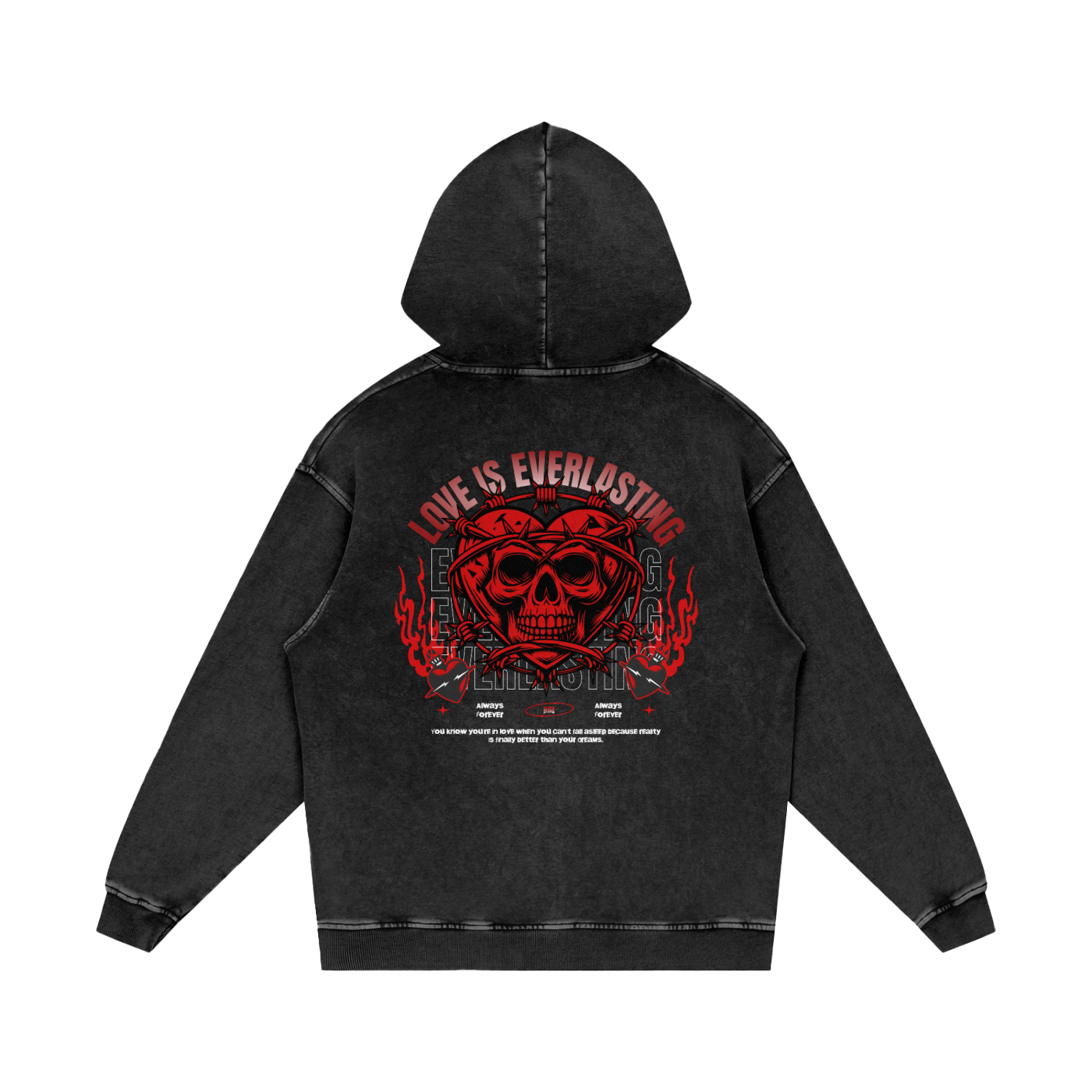 ADZ Tough Love Snow Washed Loose Cotton Hoodie